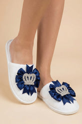 Princess Crown Themed Postpartum And Bridal Slippers Navy Blue - 9514