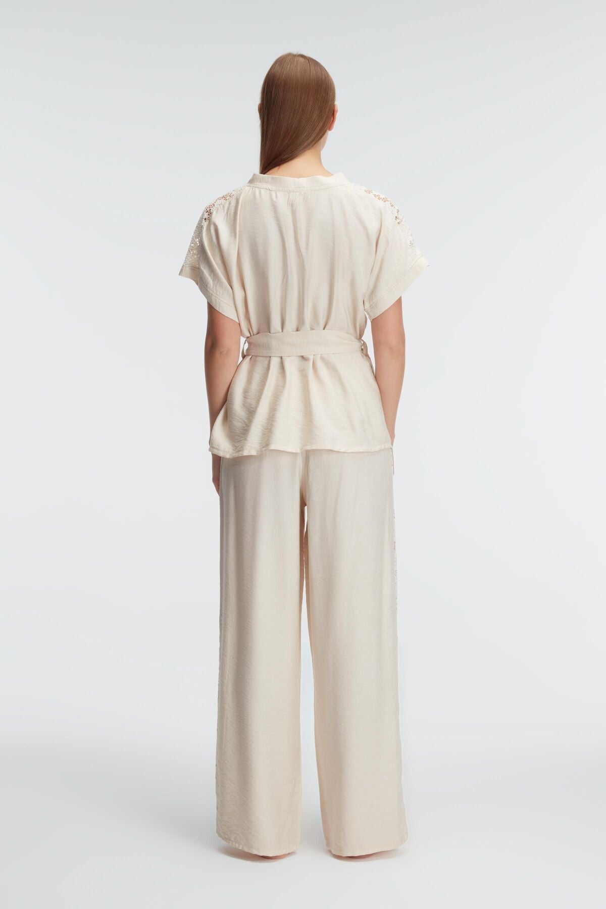 Lace Detailed Women's Casual Outfit Ecru 9947