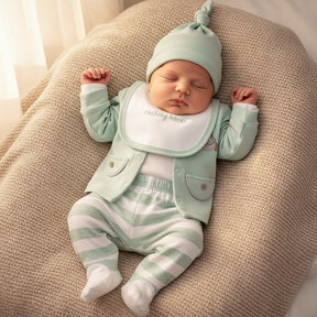 Horse Themed Hospital Outfit 10-Piece Set Newborn Baby Boys Green (0-3 Months) - A020.10291
