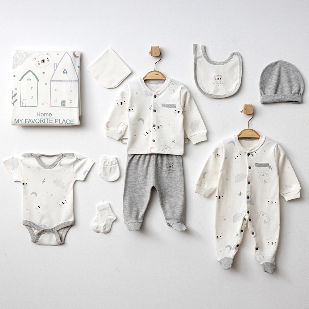 Home Themed Hospital Outfit 10-Piece Set Newborn Baby Ecru (0-6 Months) - A020.10313