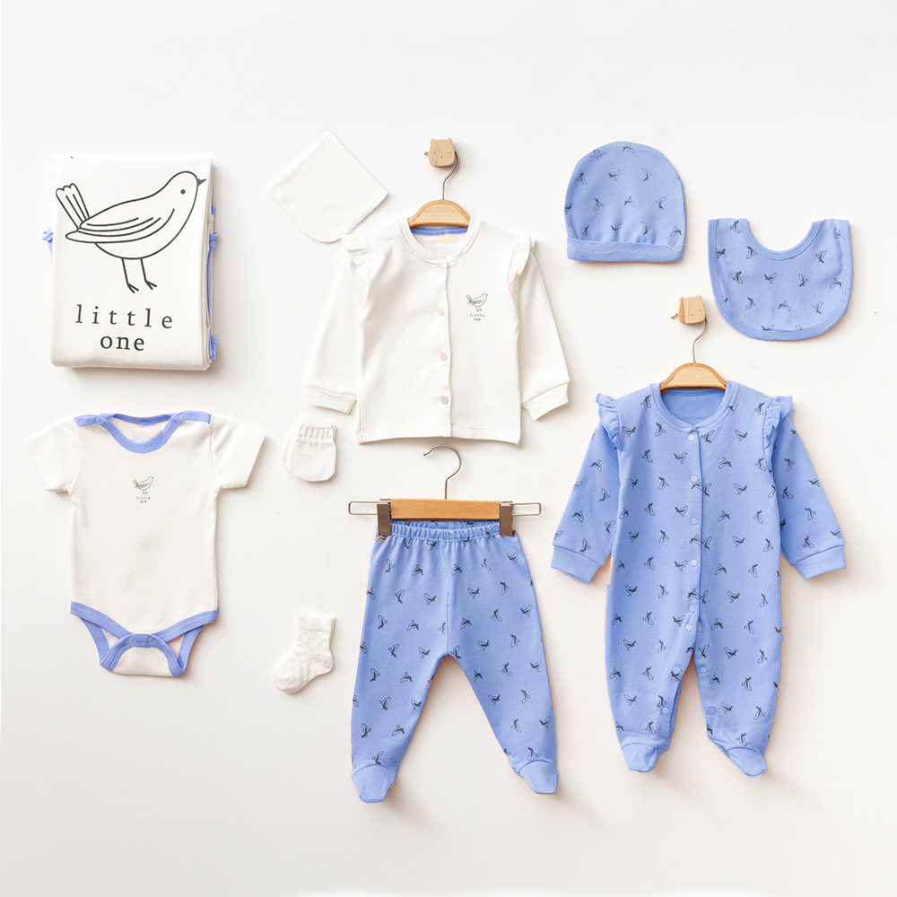 Bird Themed Hospital Outfit 10-Piece Set Newborn Baby Purple (0-6 Months) - A020.10328