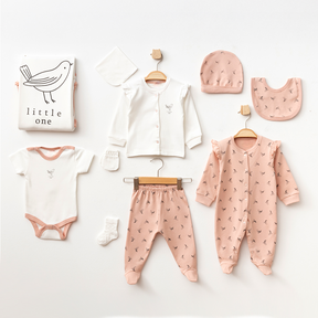 Bird Themed Hospital Outfit 10-Piece Set Newborn Baby Salmon (0-6 Months) - A020.10328
