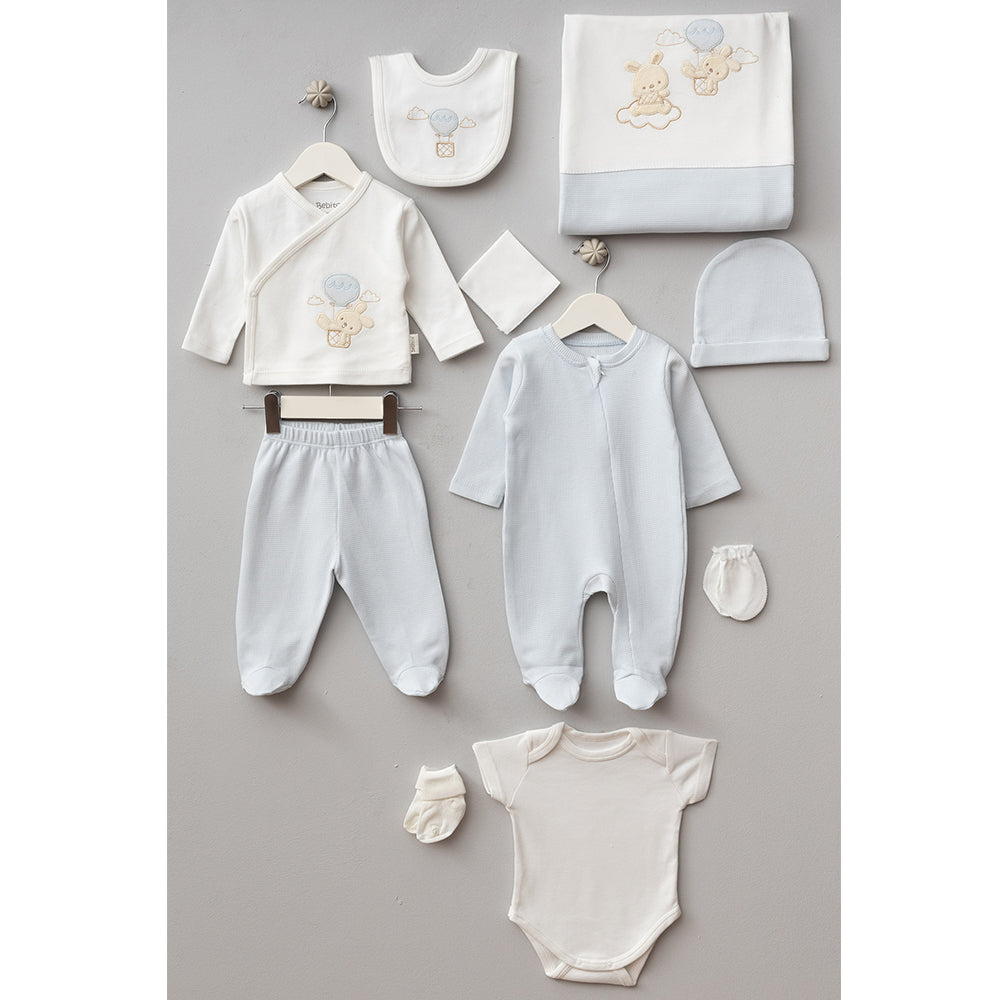 Balloon Bunny Themed Hospital Outfit 10-Piece Set Newborn Baby Boy Blue (0-6 Months) - B047.10110.01