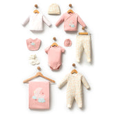 Cloudy Moon Themed Hospital Outfit 10-Piece Set Newborn Baby Girl Pink (0-6 Months) - B047.10123.02