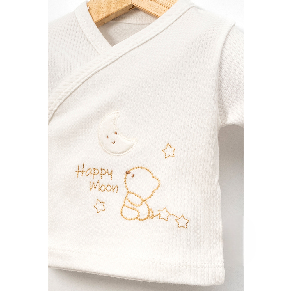 Happy Moon Bear Embroidery Cotton Hospital Outfit 10-Piece Set Newborn Baby Ecru (0-3 Months) - B047.10135.03