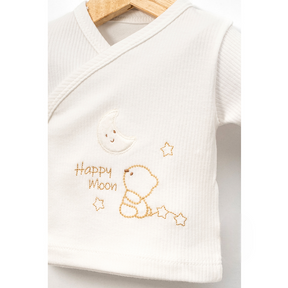 Happy Moon Bear Embroidery Cotton Hospital Outfit 10-Piece Set Newborn Baby Ecru (0-3 Months) - B047.10135.03