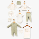 Mommy's Flowers Animal Embroidery Cotton Hospital Outfit 10-Piece Set Newborn Baby Green (0-3 Months) - B047.10144.18
