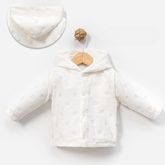 3-Pack Jacquard Velvet Hooded Baby Vests Ecru (3-6)(6-9)(9-12) Months - B047.60054.03