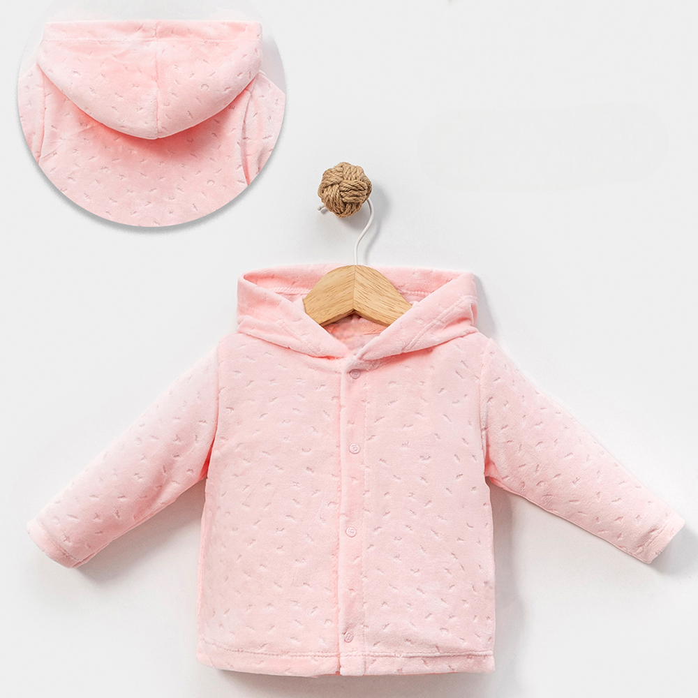 3-Pack Leaf Jacquard Velvet Hooded Baby Girl Vests Salmon (3-6)(6-9)(9-12) Months - B047.60055.05