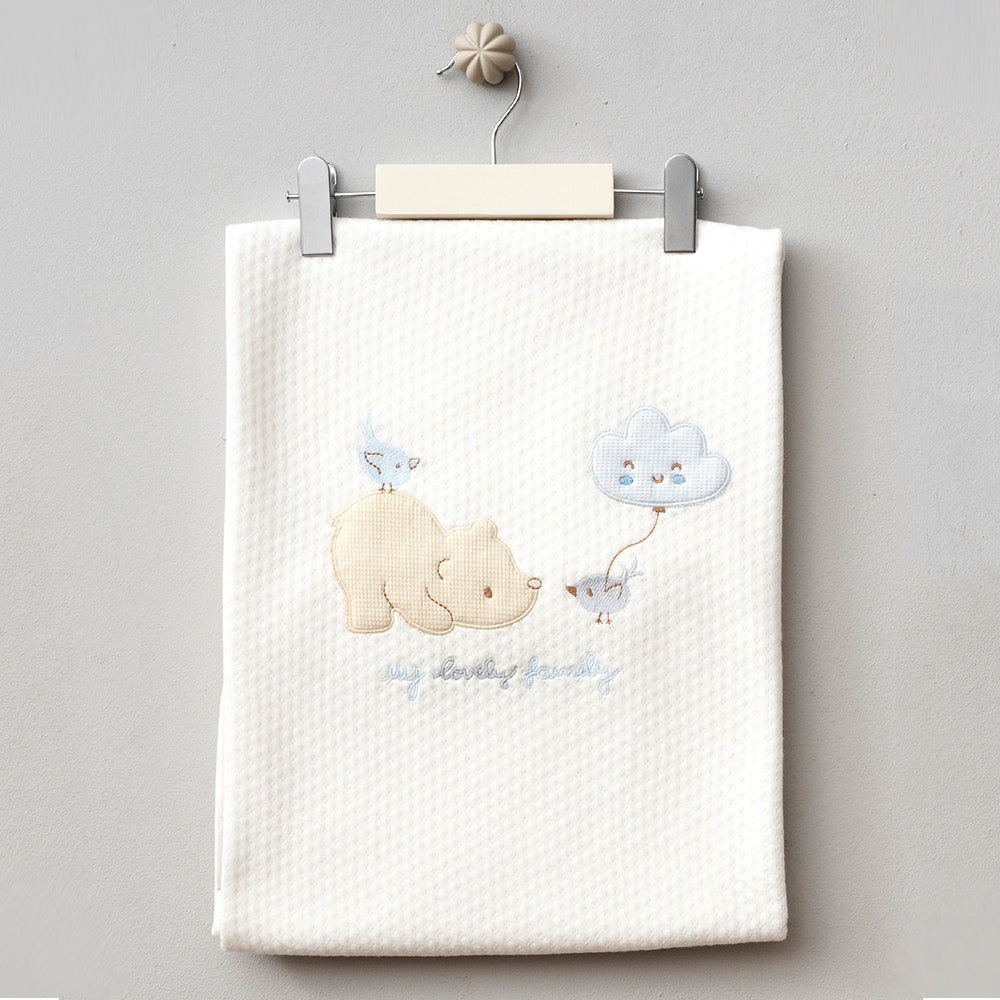 Bear and Chick Themed Quilted Baby Blanket Blue - B047.95099.01