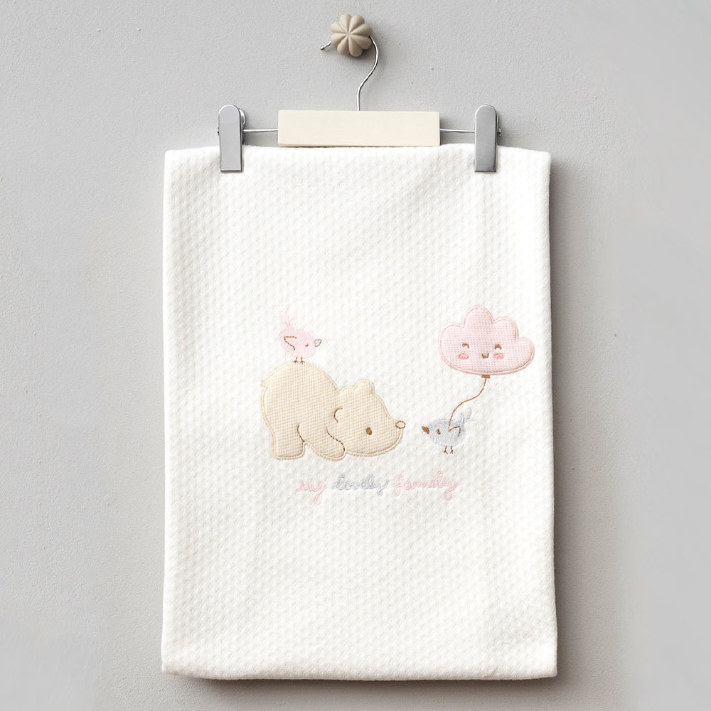 Bear and Chick Themed Quilted Baby Blanket Pink - B047.95099.02