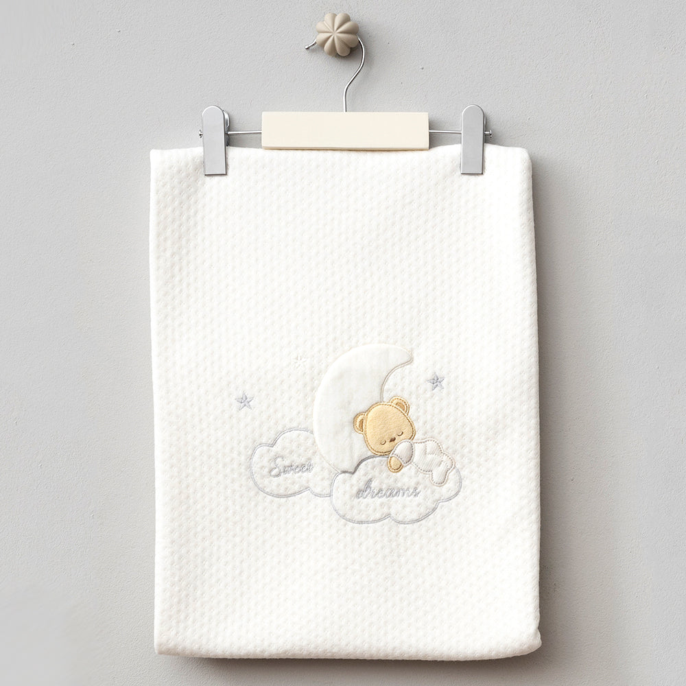 Sweet Dreams Themed Quilted Baby Blanket Ecru - B047.95102.03