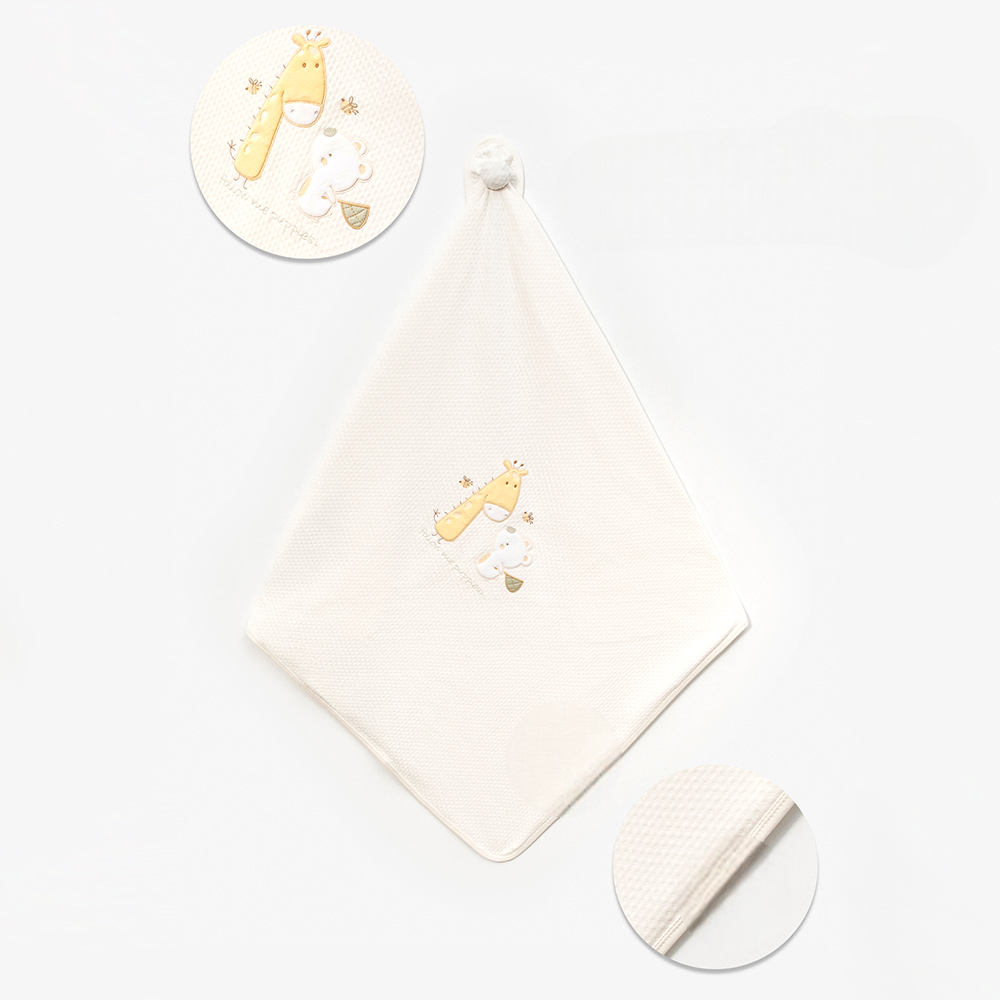 Giraffe & Bear Embroidery Baby Waffle Blanket Green - B047.95121.18