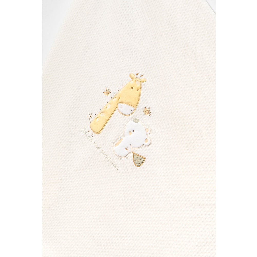 Giraffe & Bear Embroidery Baby Waffle Blanket Green - B047.95121.18