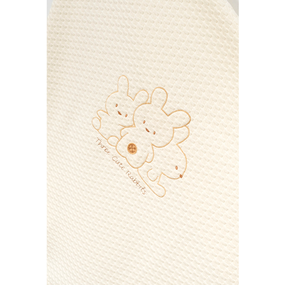 Three Cute Rabbits Embroidery Baby Waffle Blanket Ecru - B047.96000.03