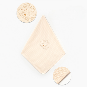 Three Cute Rabbits Embroidery Baby Waffle Blanket Beige - B047.96000.20