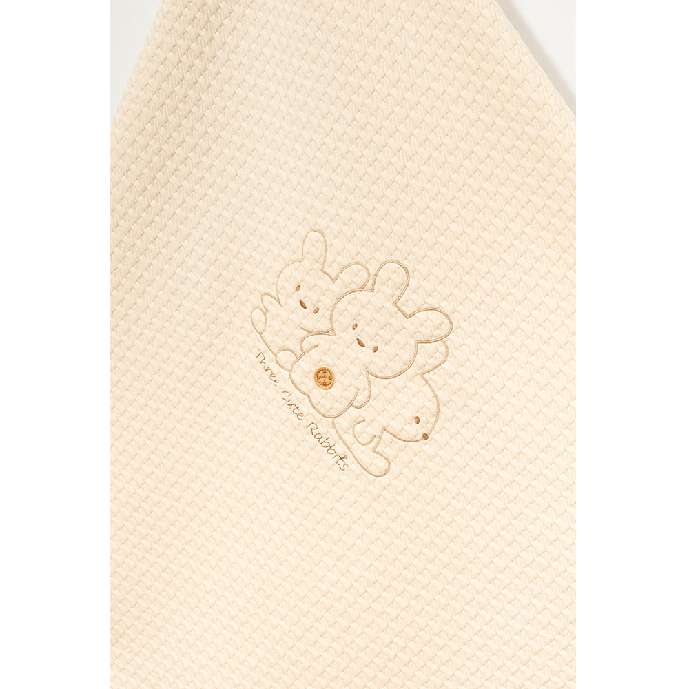 Three Cute Rabbits Embroidery Baby Waffle Blanket Beige - B047.96000.20
