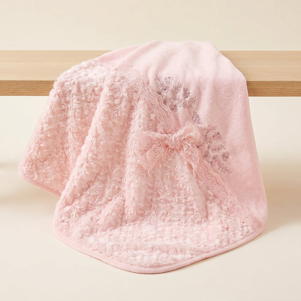 Butterfly Themed Minky Dot & Jersey Baby Girl Blanket Pink - BB204.2060.2