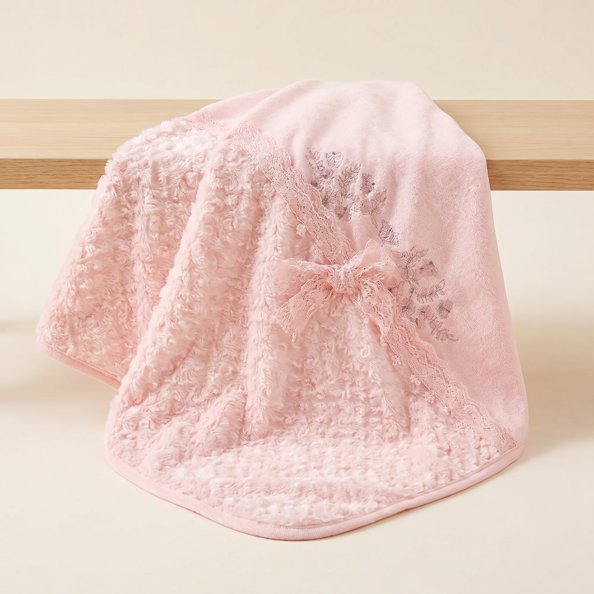 Butterfly Themed Minky Dot & Jersey Baby Girl Blanket Pink - BB204.2060.2