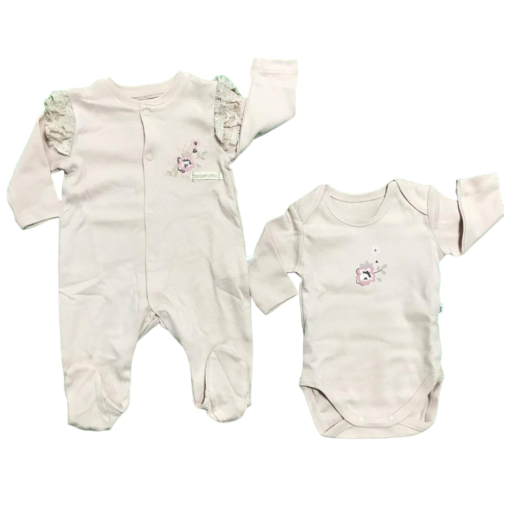 Cross-Stitch Embroidered Themed Hospital Outfit 10-Piece Set Newborn Baby Girl Beige (0-3 Months) - BB204.3964.12