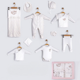 Lacy Rabbit Themed Hospital Outfit 10-Piece Set Newborn Baby Girl Ecru (0-3 Months) - BB204.4145.10