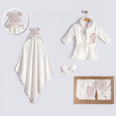 Little One Bear Face Hood طقم روب استحمام للأطفال من القطن مكون من 3 قطع إكرو (0-24 شهرًا) - BB204.4183.10