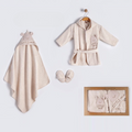 Little One Bear Face Hood Cotton 3-Piece Baby Bathrobe Set Beige (0-24 Months) - BB204.4183.12