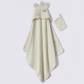 Little King Ear Crown Embroidery 2-Piece Baby Boy Hooded Towel & Bath Sponge Set Green - BB204.4241.13