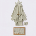 Little King Bear Ear Hood Cotton 3-Piece Baby Bathrobe Set Green (0-24 Months) - BB204.4243.13