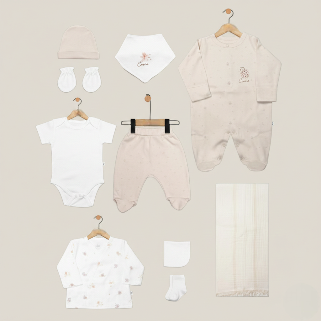 Cookies Make Happy Themed Hospital Outfit 10-Piece Set Newborn Baby Ecru (0-3 Months) - BI049.11113.03.323