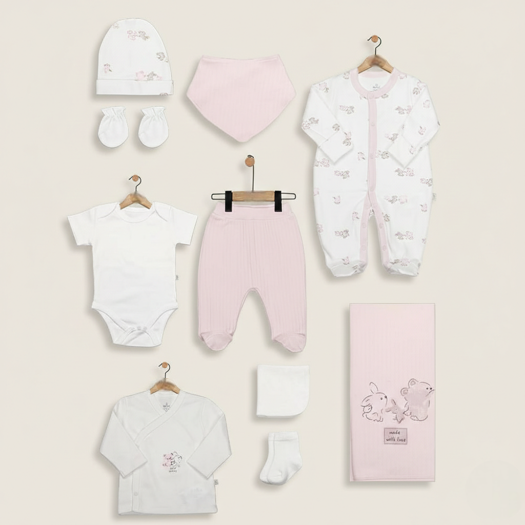 Love You Family Themed Hospital Outfit 10-Piece Set Newborn Baby Ecru (0-3 Months) - BI049.11118.03.535