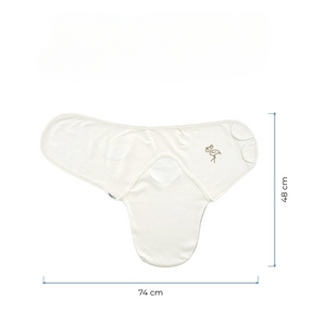 Stork Embroidered Cotton Newborn Swaddle Wrap Ecru - BJ068.430 - Unisex & All-Season
