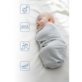 Stork Embroidered Cotton Newborn Swaddle Wrap Grey - BJ068.430 - Unisex & All-Season
