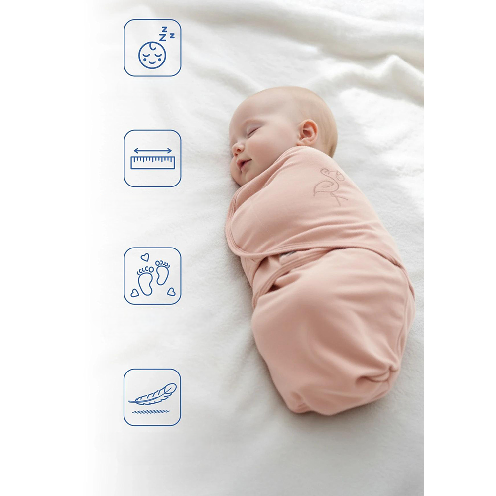 Stork Embroidered Cotton Newborn Swaddle Wrap Salmon - BJ068.430 - Unisex & All-Season