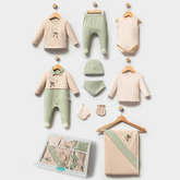 Teddy Bear Embroidery Cotton Hospital Outfit 10-Piece Set Newborn Baby Boy Green (0-3 Months) - BT132.5907