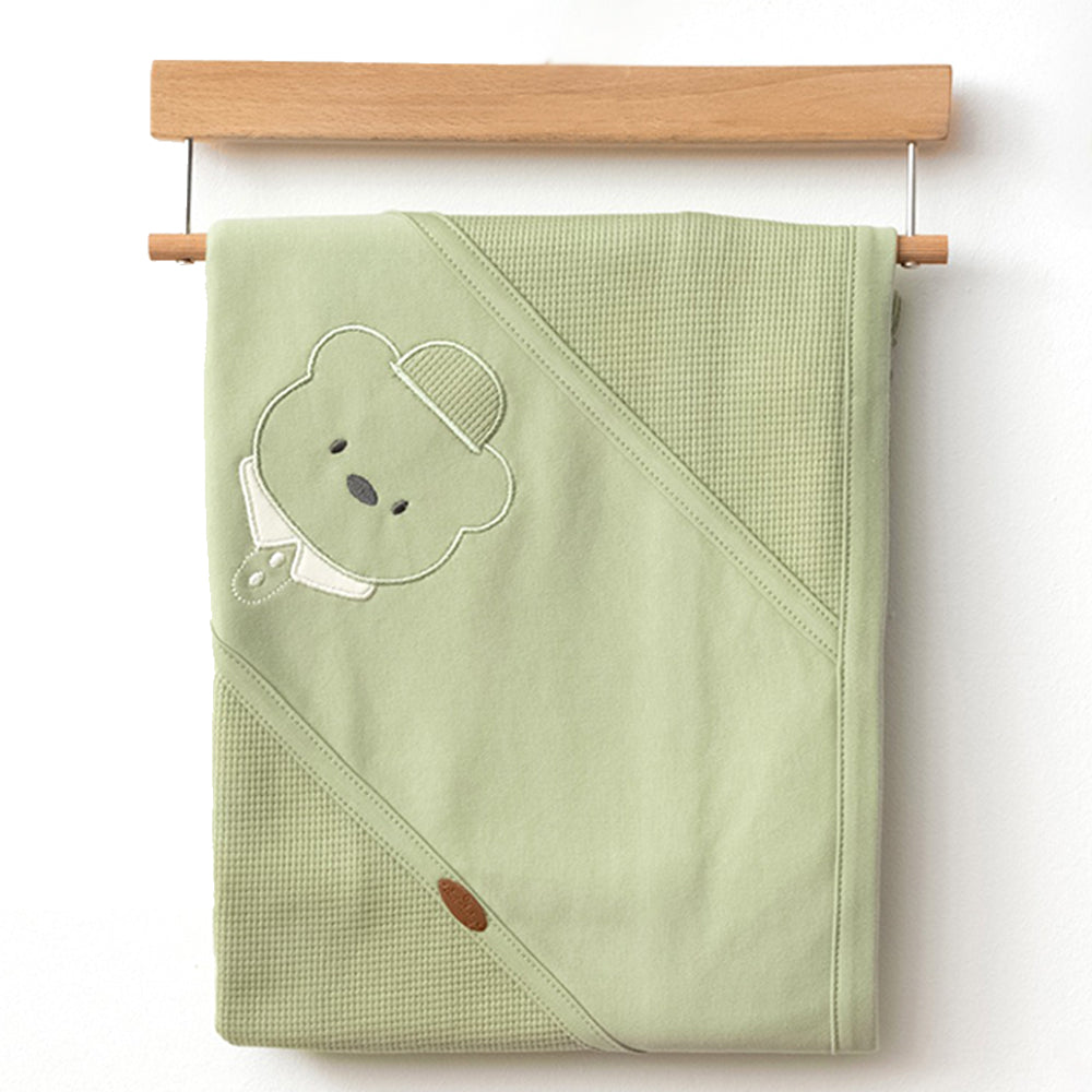 Bear Hug Themed Cotton Baby Boy Blanket Green - CC201.5062 - Waffle - Jersey Double-Sided & All-Season