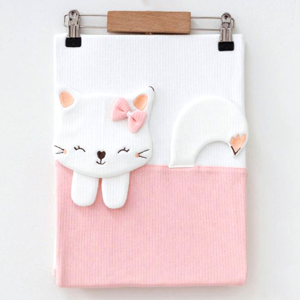 Cat Themed Baby Blanket Salmon - E239.3008