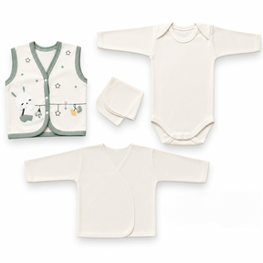 Bunny & Star Mobile Applique Cotton Hospital Outfit 10-Piece Set Newborn Baby Green (0-3 Months) - GB024.6636