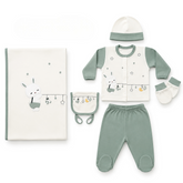 Bunny & Star Mobile Applique Cotton Hospital Outfit 10-Piece Set Newborn Baby Green (0-3 Months) - GB024.6636