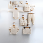 Botanical Floral Embroidery Cotton Hospital Outfit 10-Piece Set Newborn Baby Girl Ecru (0-3 Months) - GB024.6655