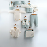 Botanical Floral Embroidery Cotton Hospital Outfit 10-Piece Set Newborn Baby Girl Green (0-3 Months) - GB024.6655