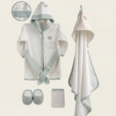 Bear & Balloon Embroidery Cotton 4-Piece Baby Bathrobe Set Green (0-24 Months) - GB024.893