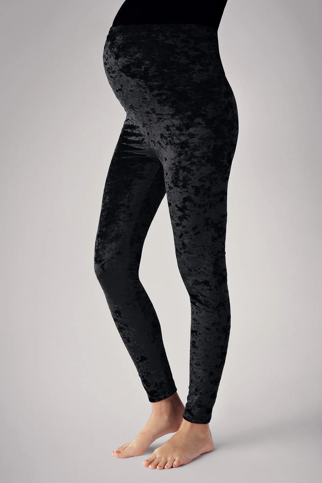 Velvet Adjustable Waist Maternity Leggings Black - LT9004