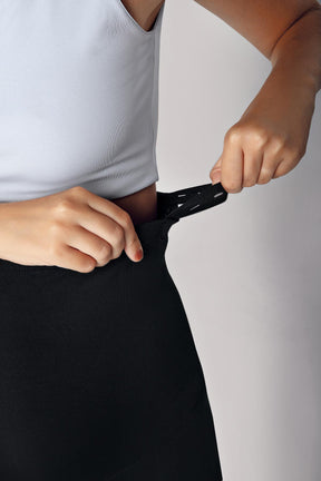 Adjustable High-Waisted Flexible Shaping Capri Maternity Leggings Black - LT9008