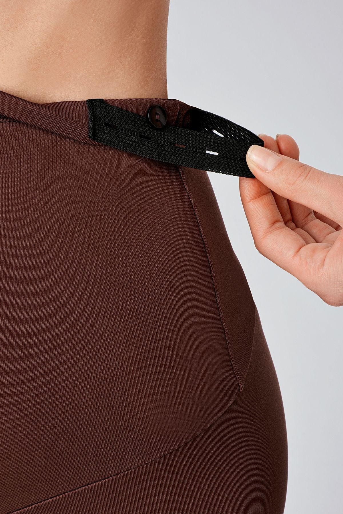 Thermal Fleece-Lined Adjustable Waist Maternity Leggings Coffee - LT9010