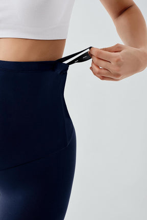 Biker Flexible Adjustable Waist Maternity Shorts Leggings Navy Blue - LT9012