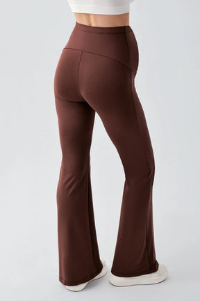 Flared High-Waisted Elastic Supportive Maternity Leggings Coffee - LT9015