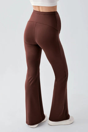 Flared Thermal Fleece-Lined Adjustable Waist Maternity Leggings Coffee - LT9018