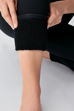 Fleece-Lined Extra Thick Elastic Adjustable Waist Thermal Maternity Leggings Black - LT9020