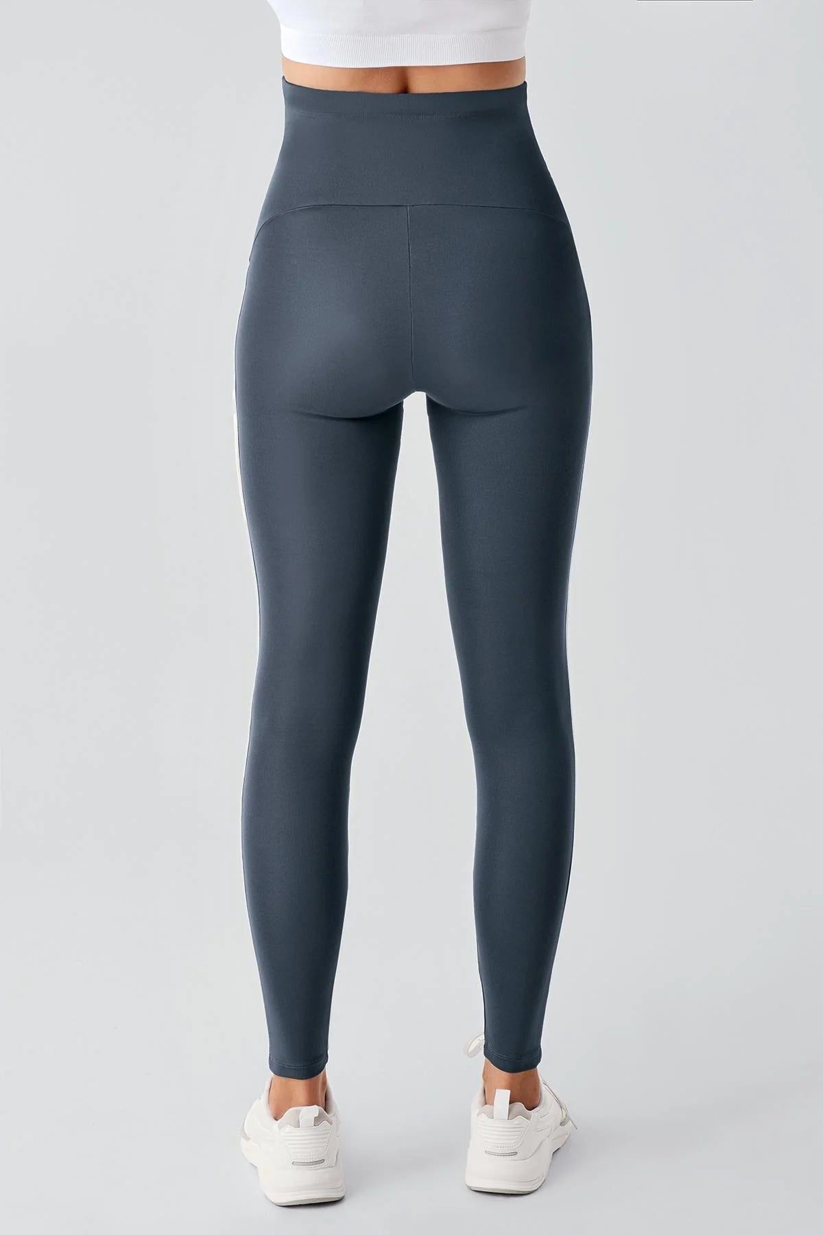 Piped High Waist Stretch Shaping Maternity Leggings Anthracite - LT9024